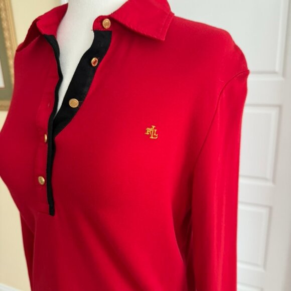 Ralph Lauren Long Sleeve Red Polo - Picture 5 of 7